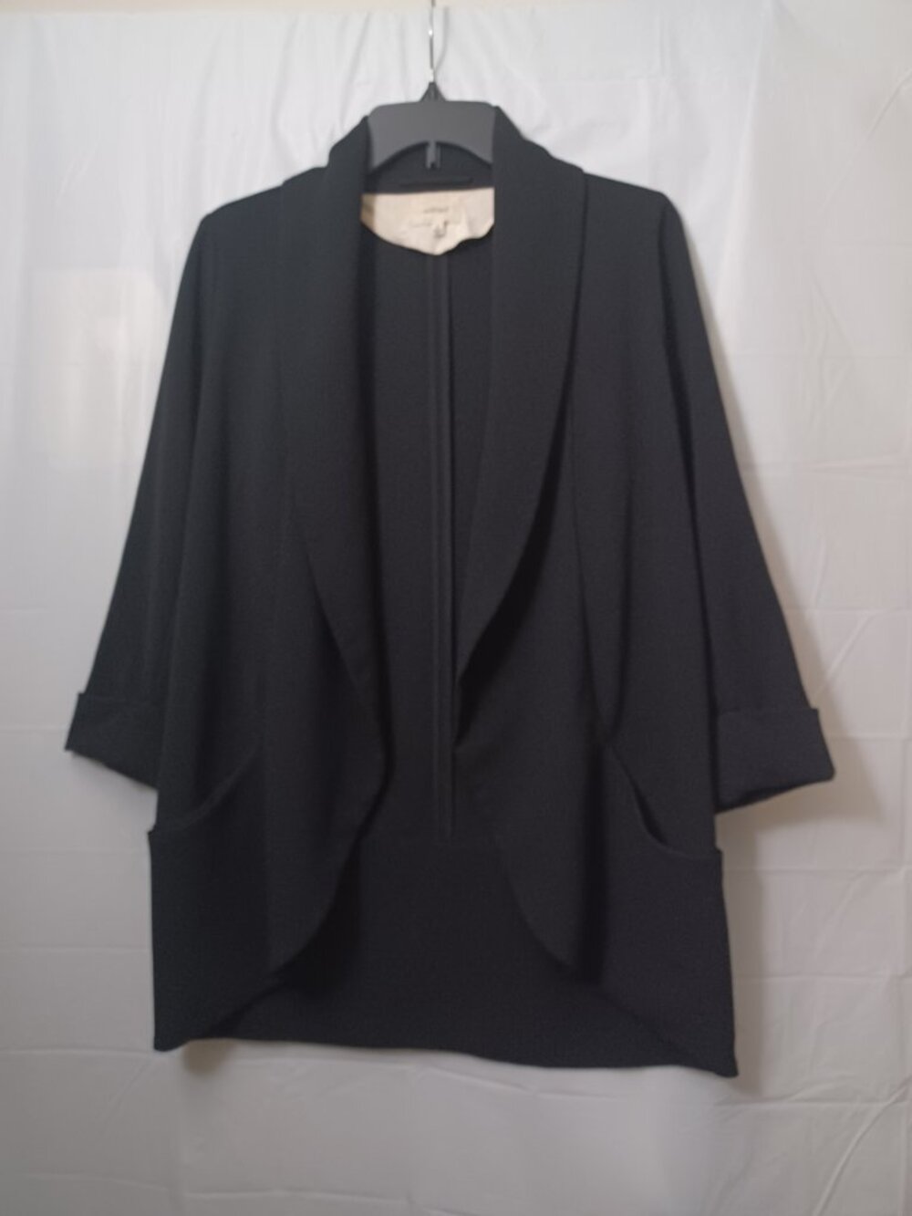ARITZIA WILFRED CHEVALIER BLAZER LIGHTWEIGHT DRAPED OPEN FRONT BLACK SIZE 8 - Picture 5 of 15